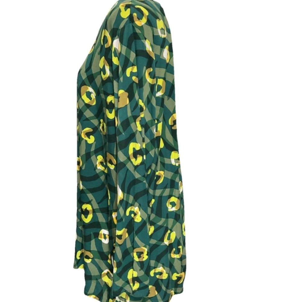 LOGO By Lori Goldstein Green Yellow Patterned Women's Top Long Sleeve size 3 X - Picture 2 of 4